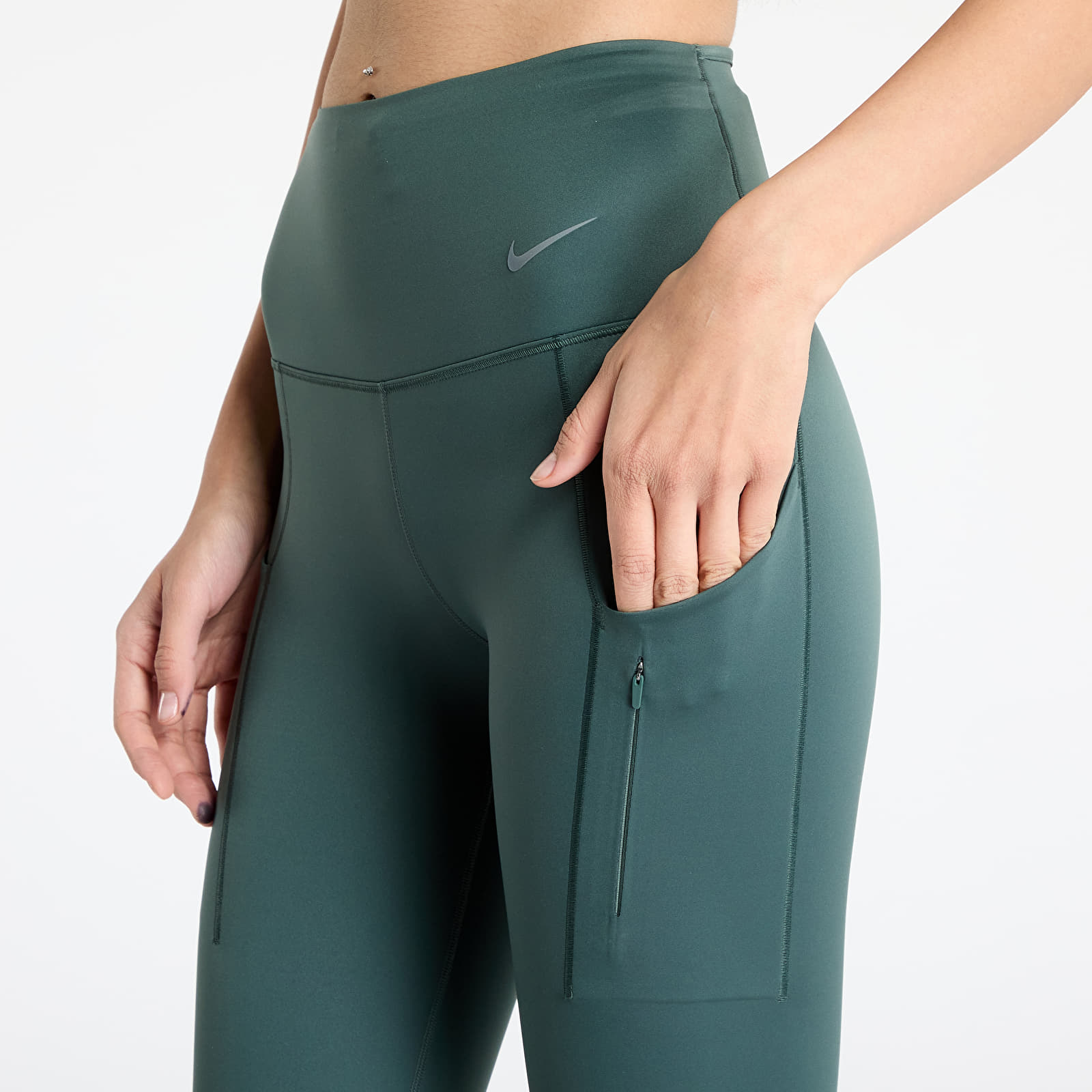 Leggings Nike Go Women's Firm-Support High-Waisted Full-Length Leggings with Pockets Vintage Green/ Black