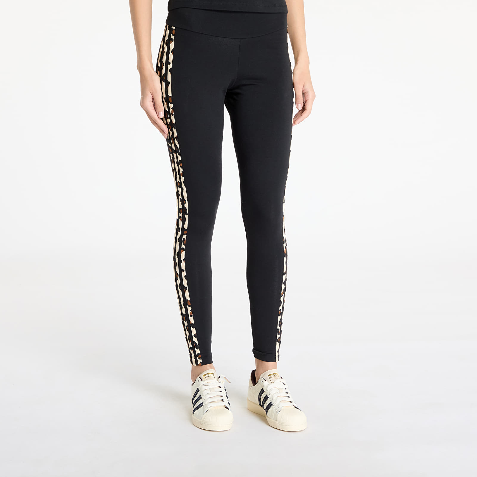 Colanți adidas Black Leopard Allover Print Leggings Black