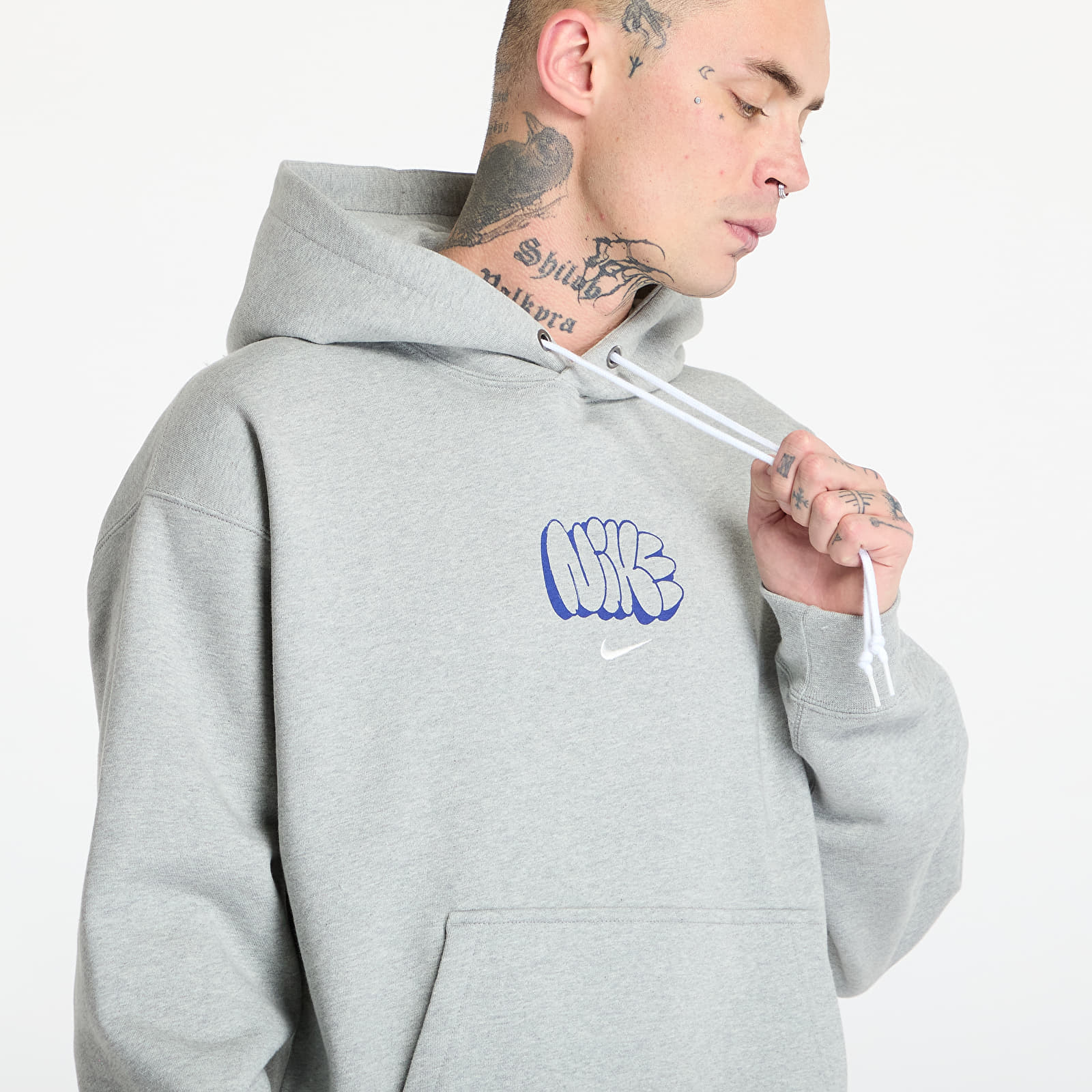 Mikiny Nike Solo Swoosh Men's Fleece Hoodie Dk Grey Heather/ Sail