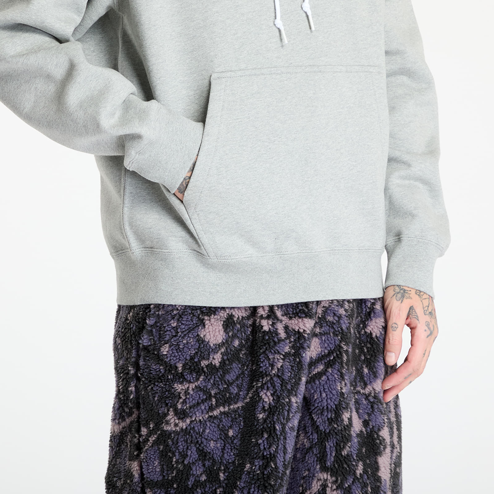 Mikiny Nike Solo Swoosh Men's Fleece Hoodie Dk Grey Heather/ Sail
