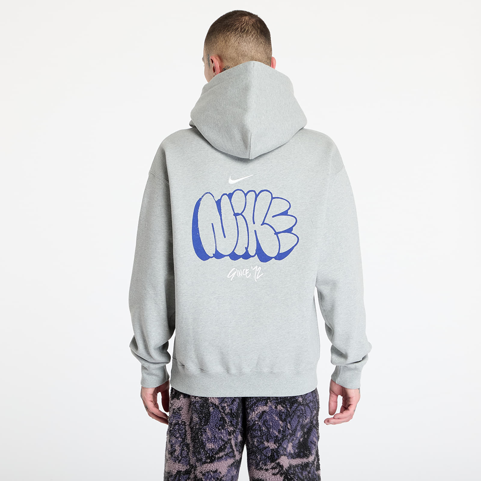 Mikiny Nike Solo Swoosh Men's Fleece Hoodie Dk Grey Heather/ Sail