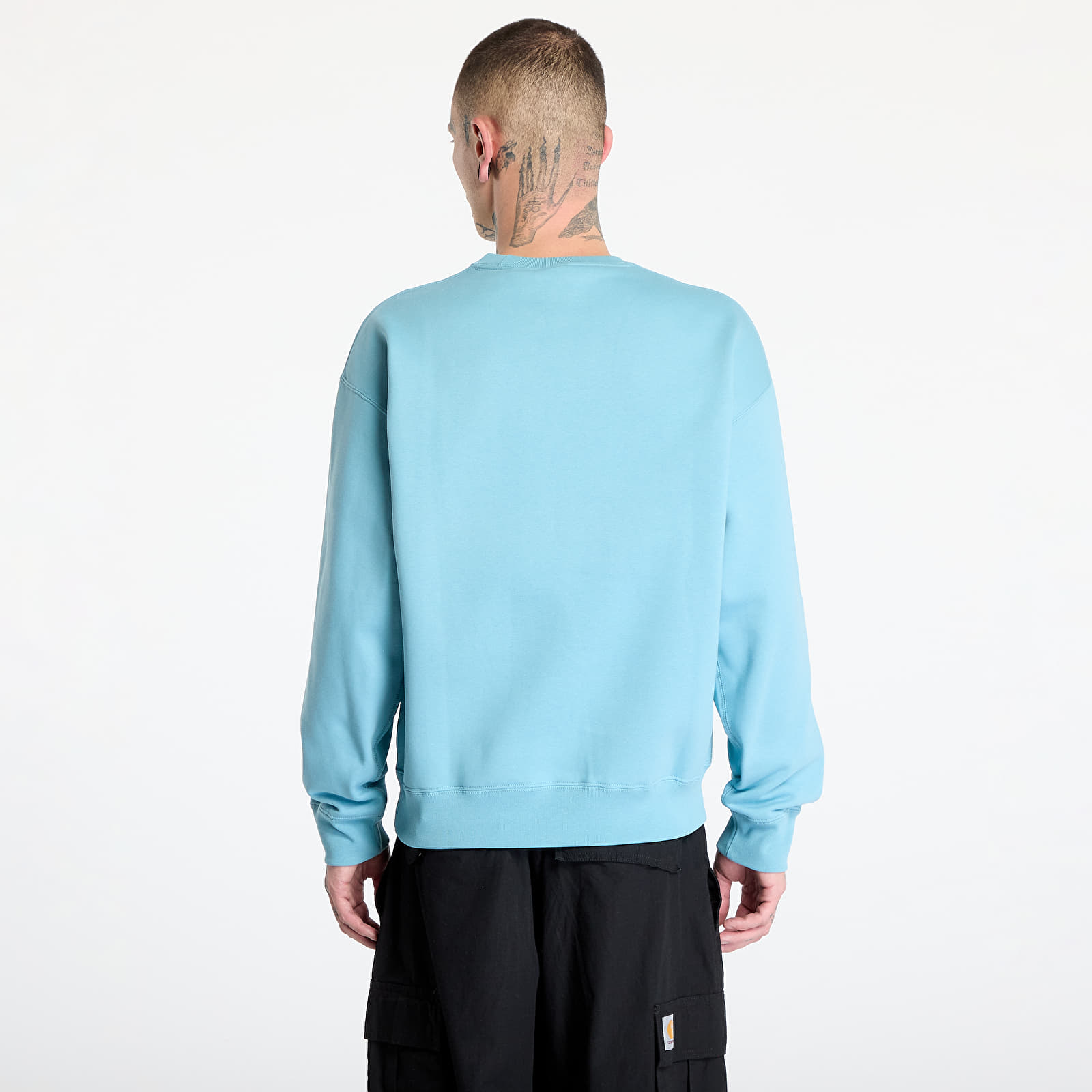 Bluzy Nike Solo Swoosh Men's Fleece Crew Denim Turquoise/ White