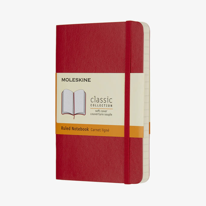Denníky a zápisníky Moleskine Zápisník Měkký Linkovaný S Červený