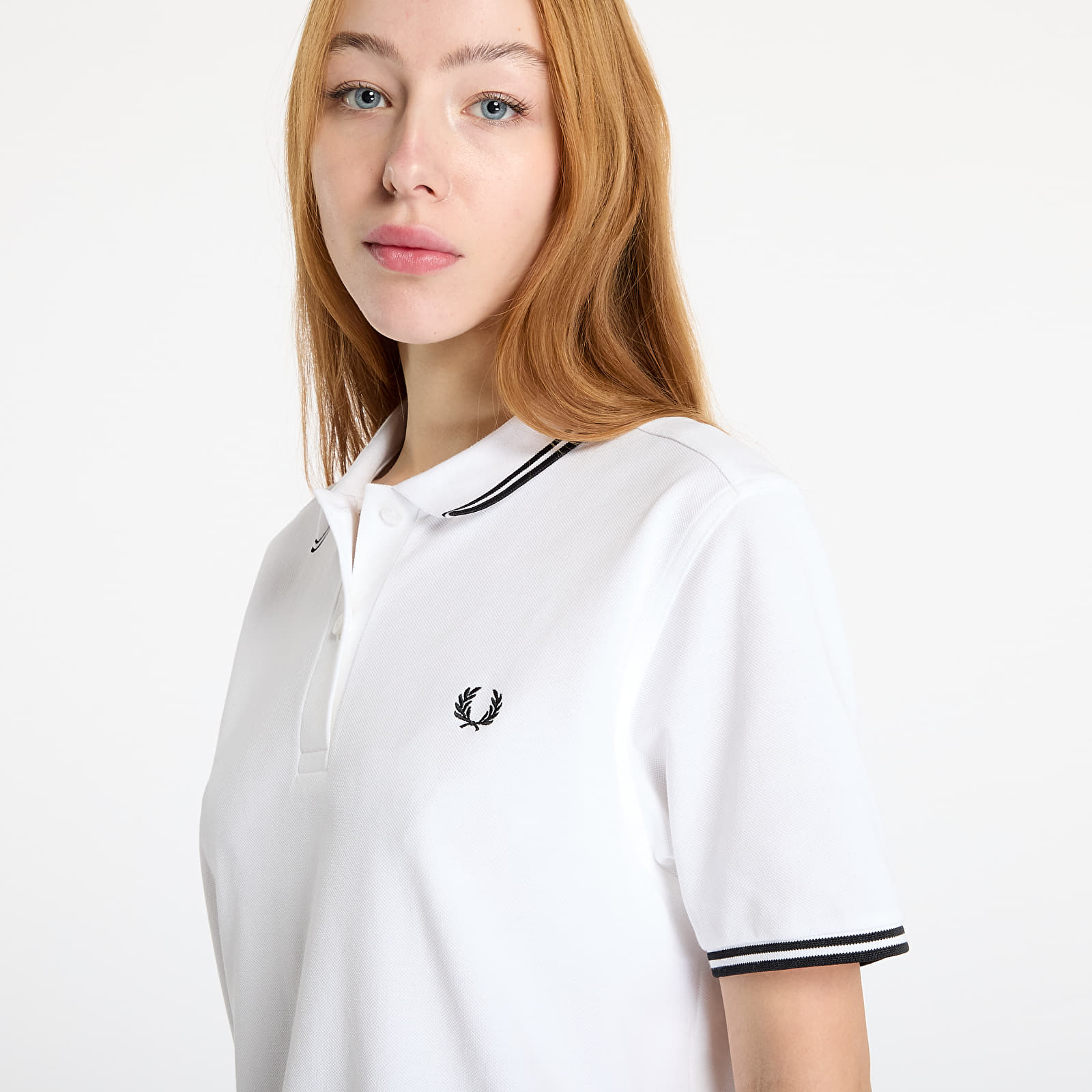 Tričká FRED PERRY Twin Tipped Polo Shirt White