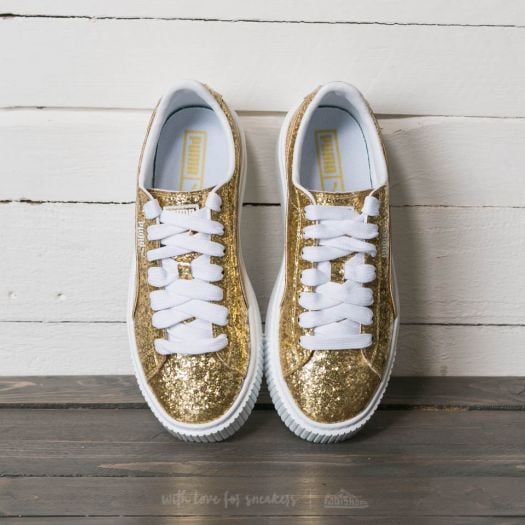 Women s shoes Puma Basket Platform Glitter Wn s Gold Gold Footshop