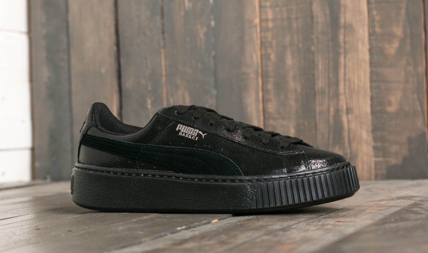 Puma basket top platform bambino nero