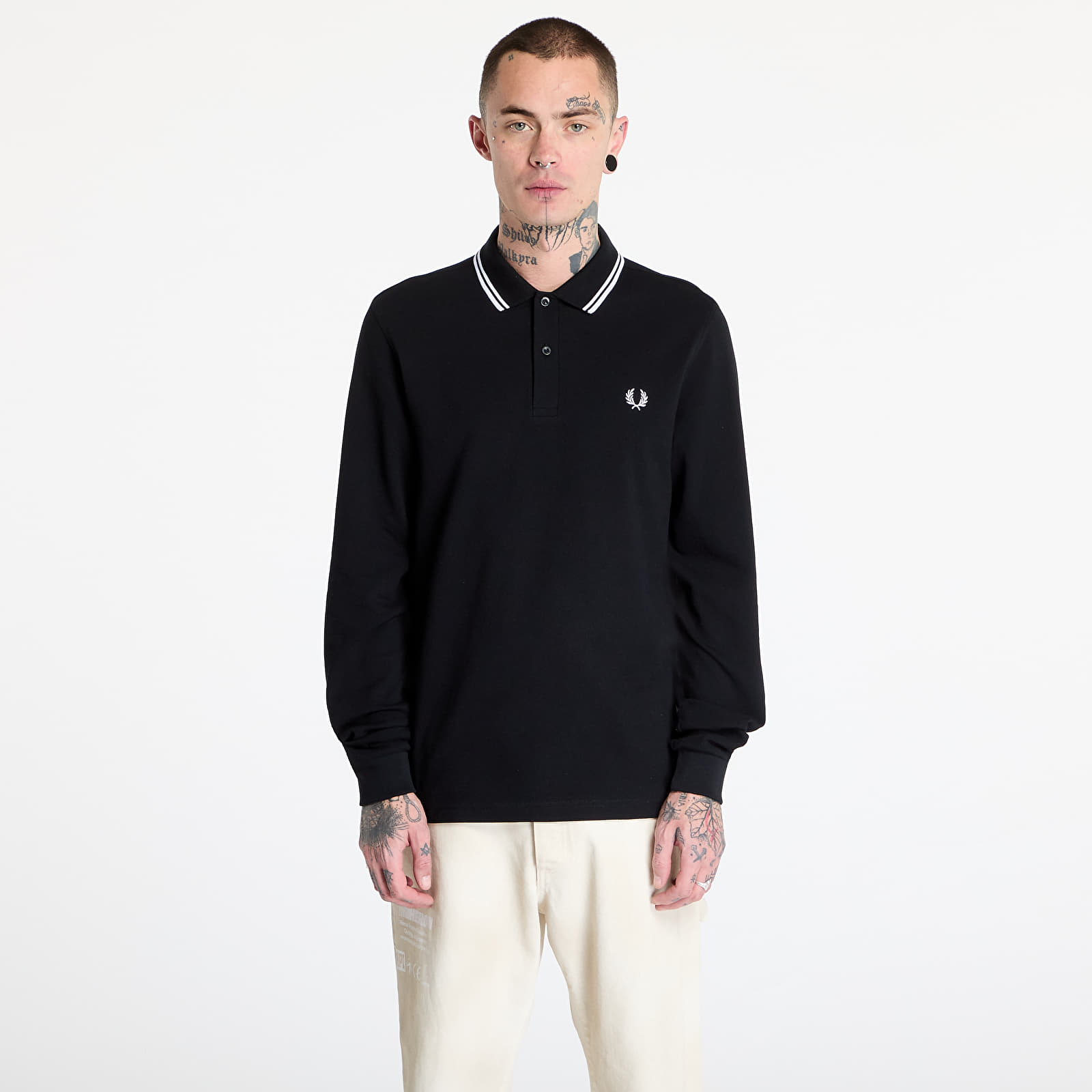T-shirty męskie FRED PERRY Long Sleeve Twin Tipped Shirt Black