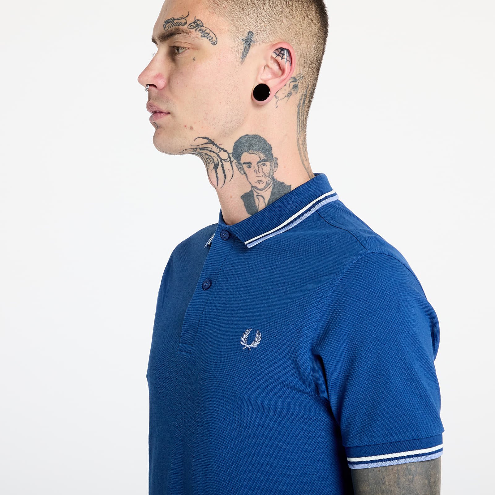 Pólók FRED PERRY The Twin Tipped Polo Shirt Shaded Cobalt / Snow White / Light Smoke