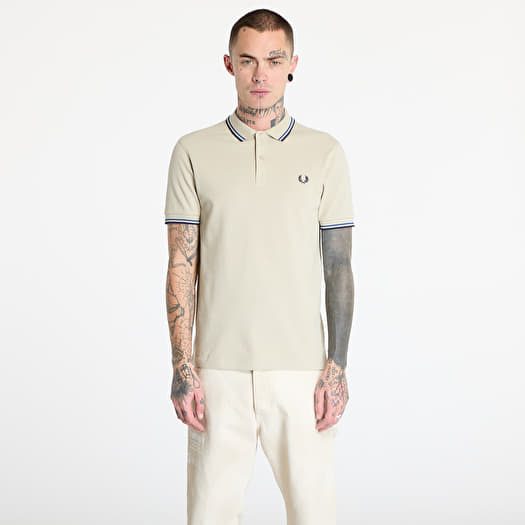 Magliette FRED PERRY The Twin Tipped Polo Shirt Light Oyster Mid Blue French Navy Footshop