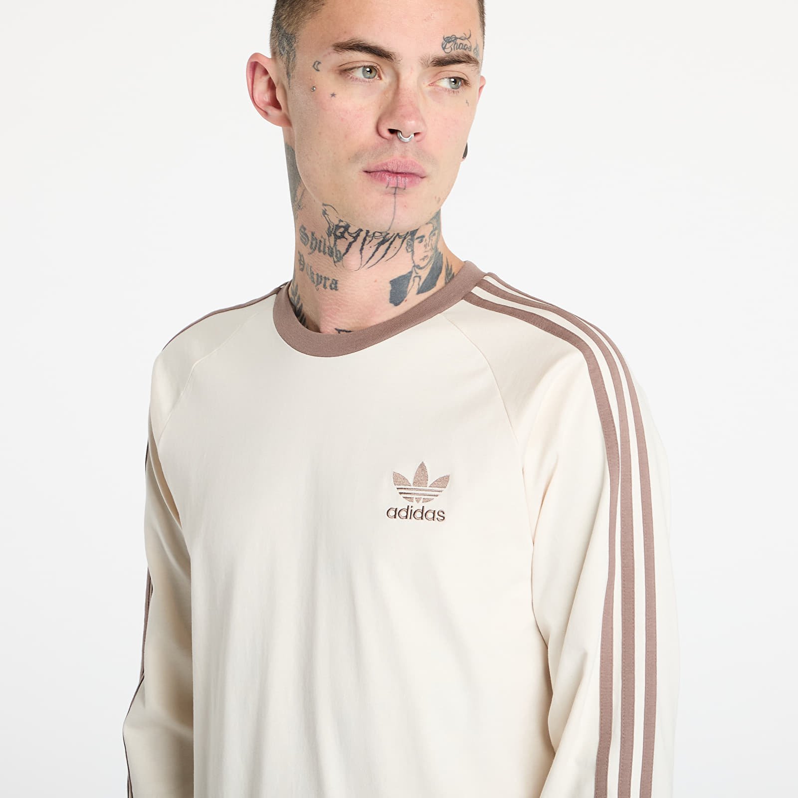Koszulki adidas Adicolor Classics 3-Stripes Long Sleeve Top Trace Brown
