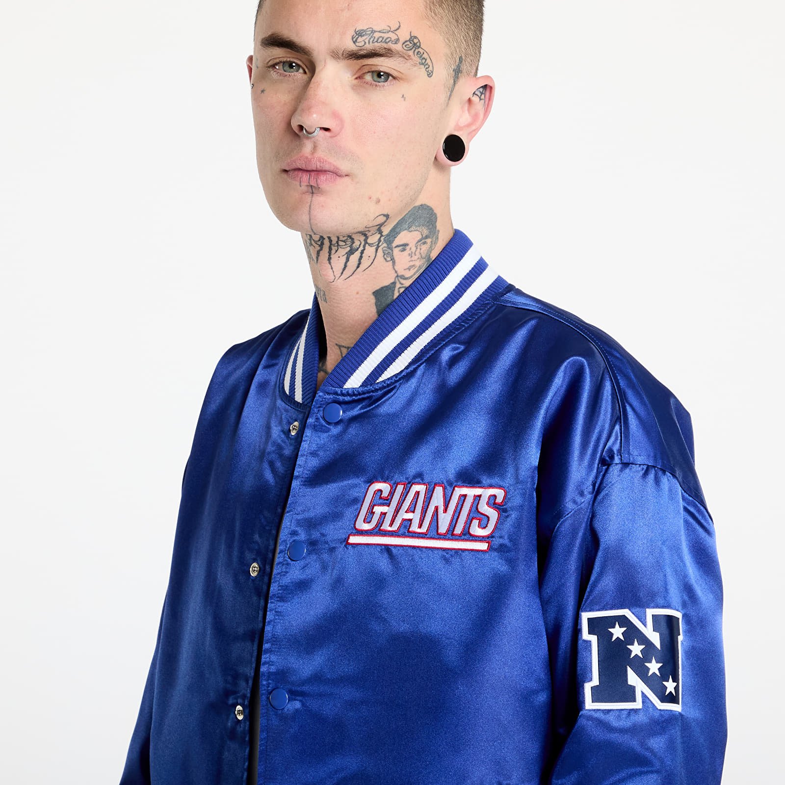 Bombers New Era New York Giants NFL Satin Bomber Jacket UNISEX Calming Blue/ White