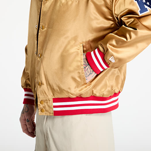 Bomber Jackets New Era San Francisco 49Ers NFL Beige Satin Bomber