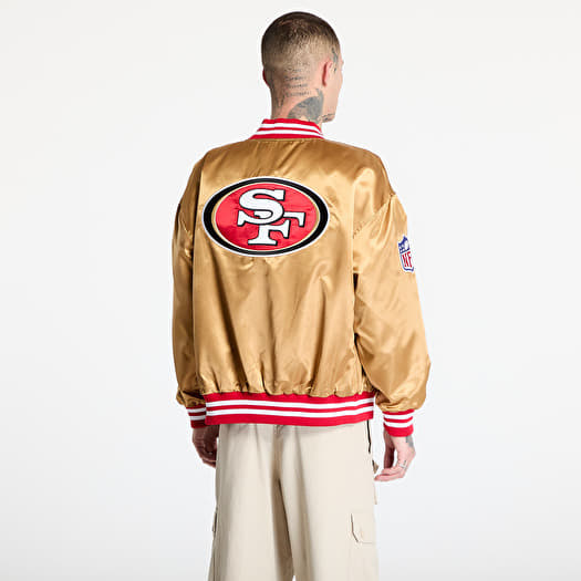 NFL 49ers ファイアーマンジャケット New Era San Francisco 49Ers NFL Beige Satin Bomber Jacket UNISEX
