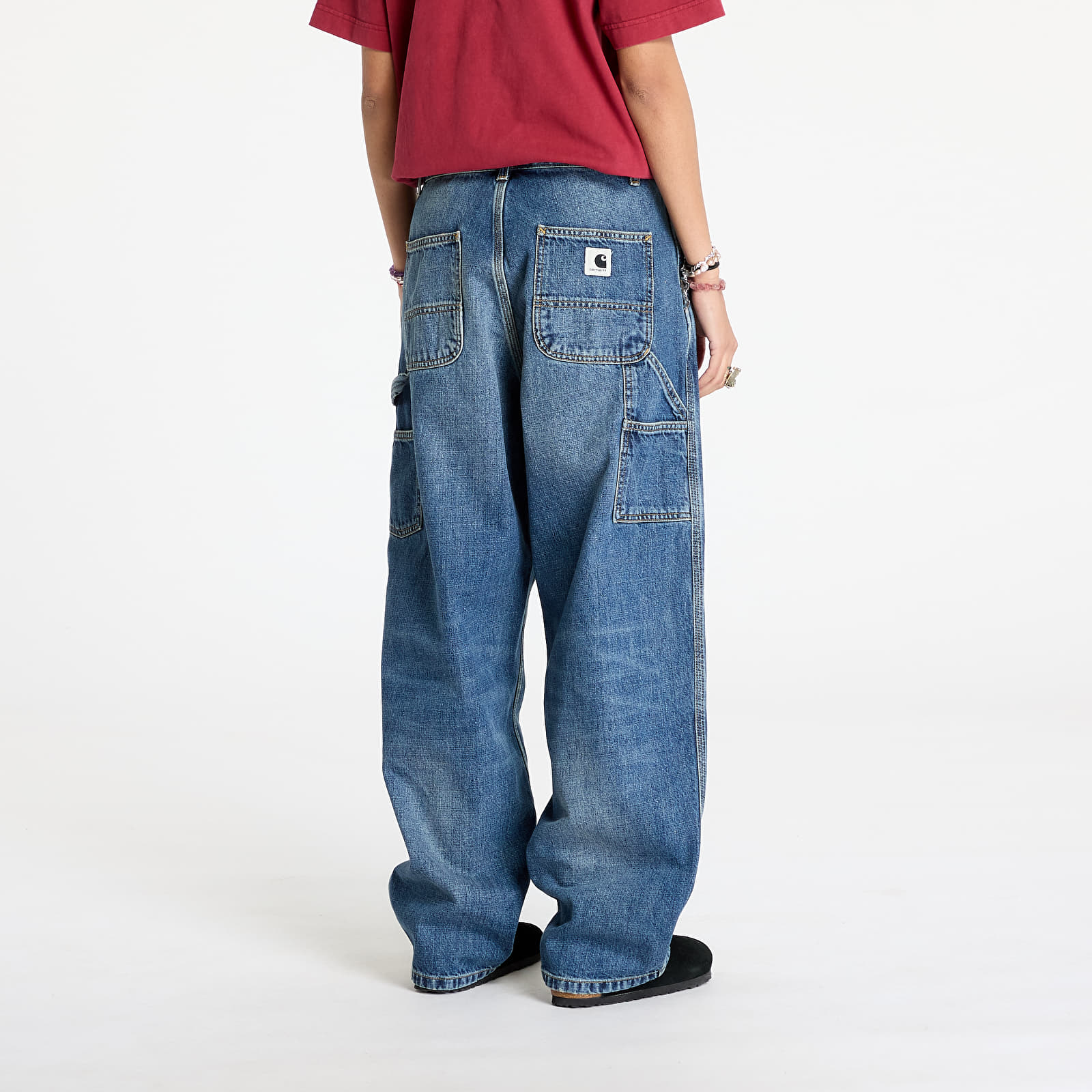 Damebukser Carhartt WIP W' Brandon Single Knee Pant Blue Dark Used Wash