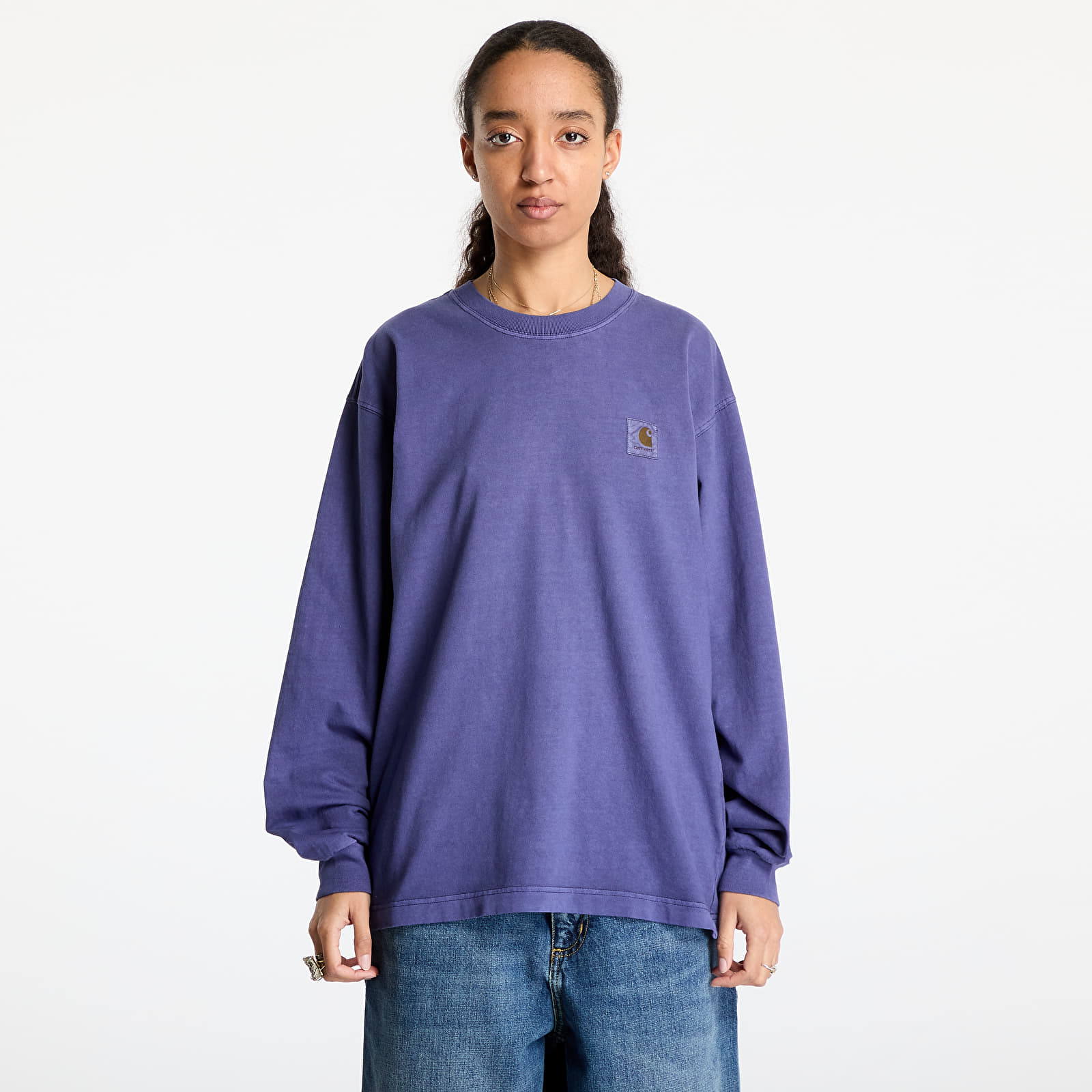 Männer T-Shirts Carhartt WIP L/S Vista T-Shirt UNISEX Aura Garment Dyed