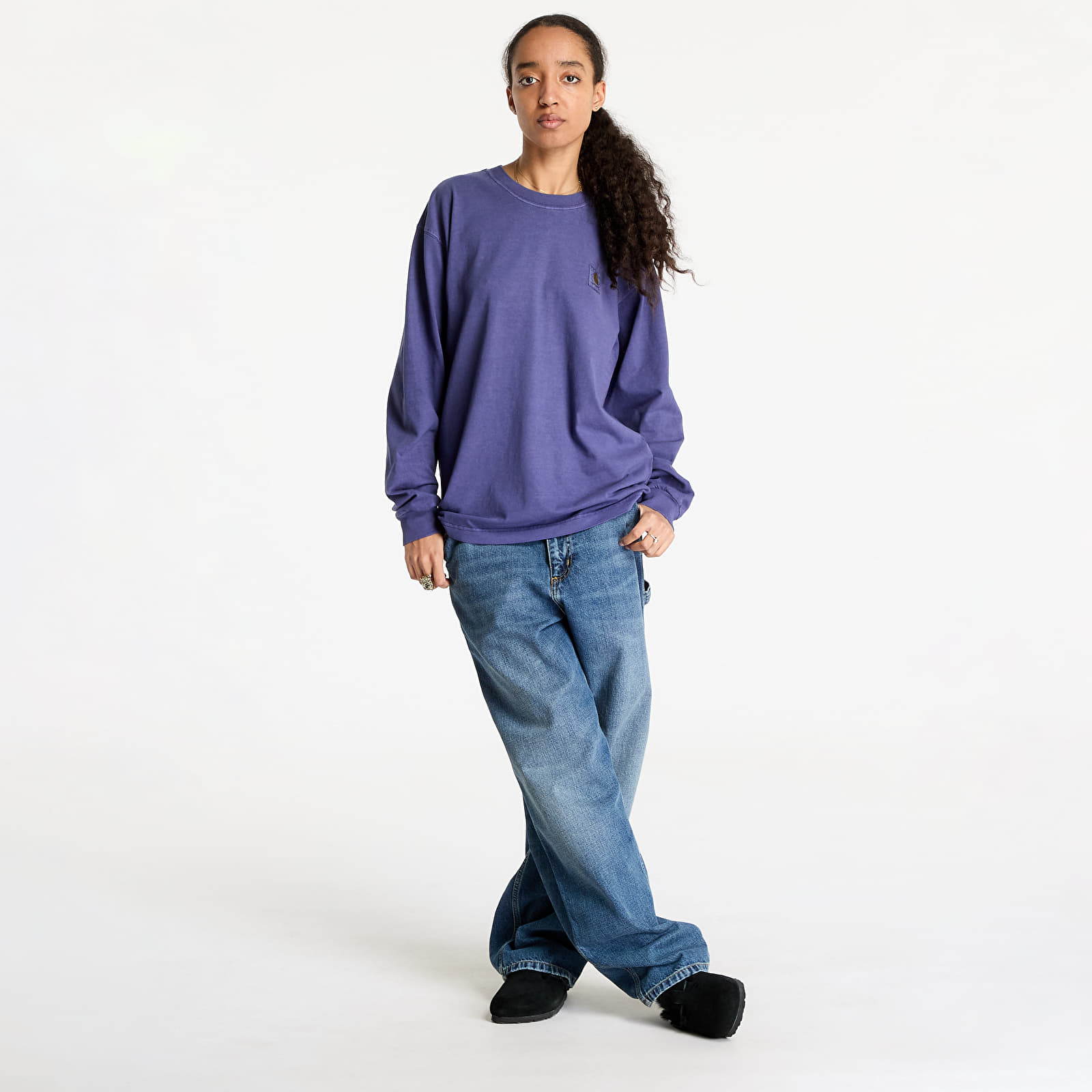 Männer T-Shirts Carhartt WIP L/S Vista T-Shirt UNISEX Aura Garment Dyed