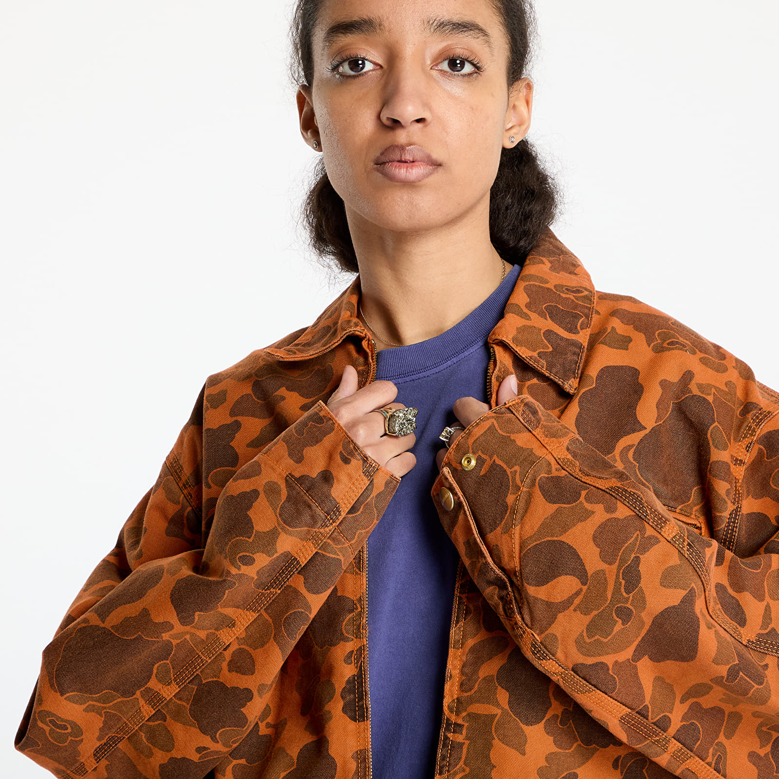 Vīriešu jakas Carhartt WIP Duck Detroit Jacket UNISEX Camo Duck/ Green/ Turmeric Garment Dyed