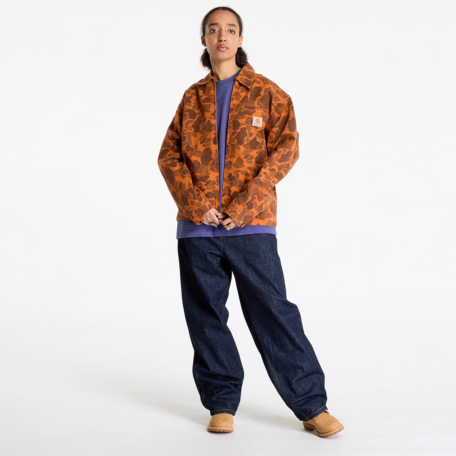 Vīriešu jakas Carhartt WIP Duck Detroit Jacket UNISEX Camo Duck/ Green/ Turmeric Garment Dyed
