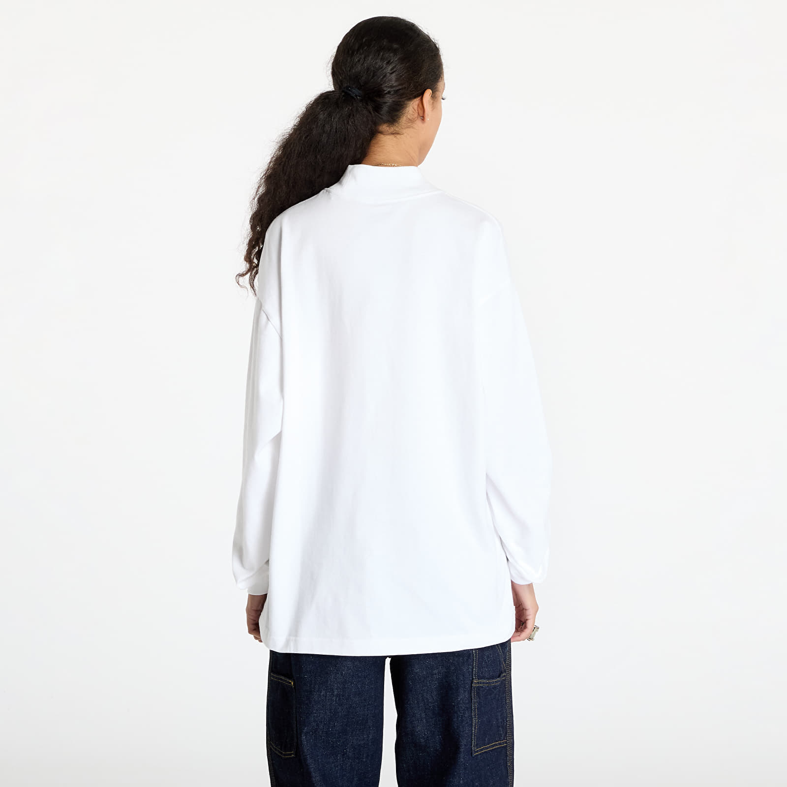 Koszulki Carhartt WIP Long Sleeve Script Mockneck T-Shirt UNISEX White