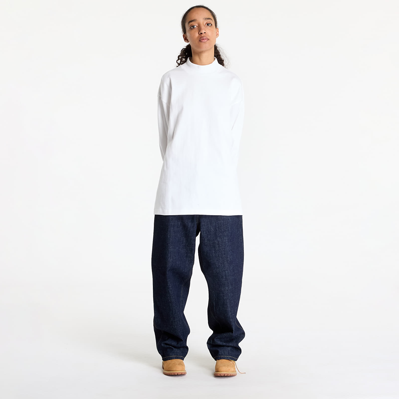Koszulki Carhartt WIP Long Sleeve Script Mockneck T-Shirt UNISEX White