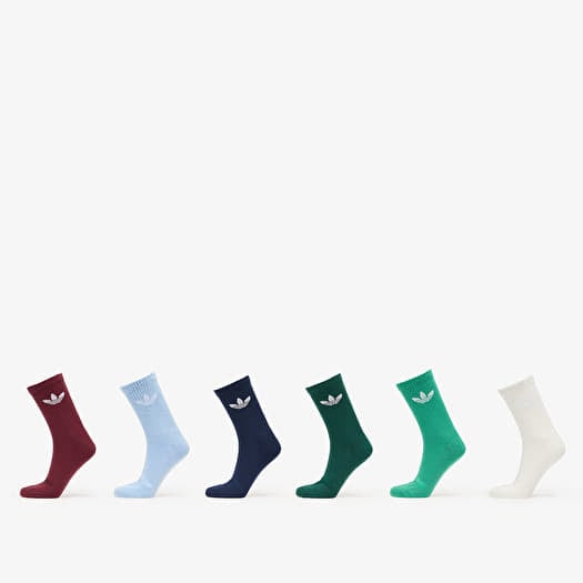 adidas Trefoil Crew Sock Cushion 6-Pack Off White/ Semi Court Green/ Collegiate Green