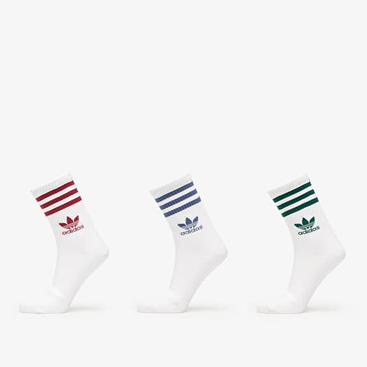adidas 3 Stripes Crew Sock 3-Pack White/ Preloved Ruby/ Preloved Ink/ Collegiate Green