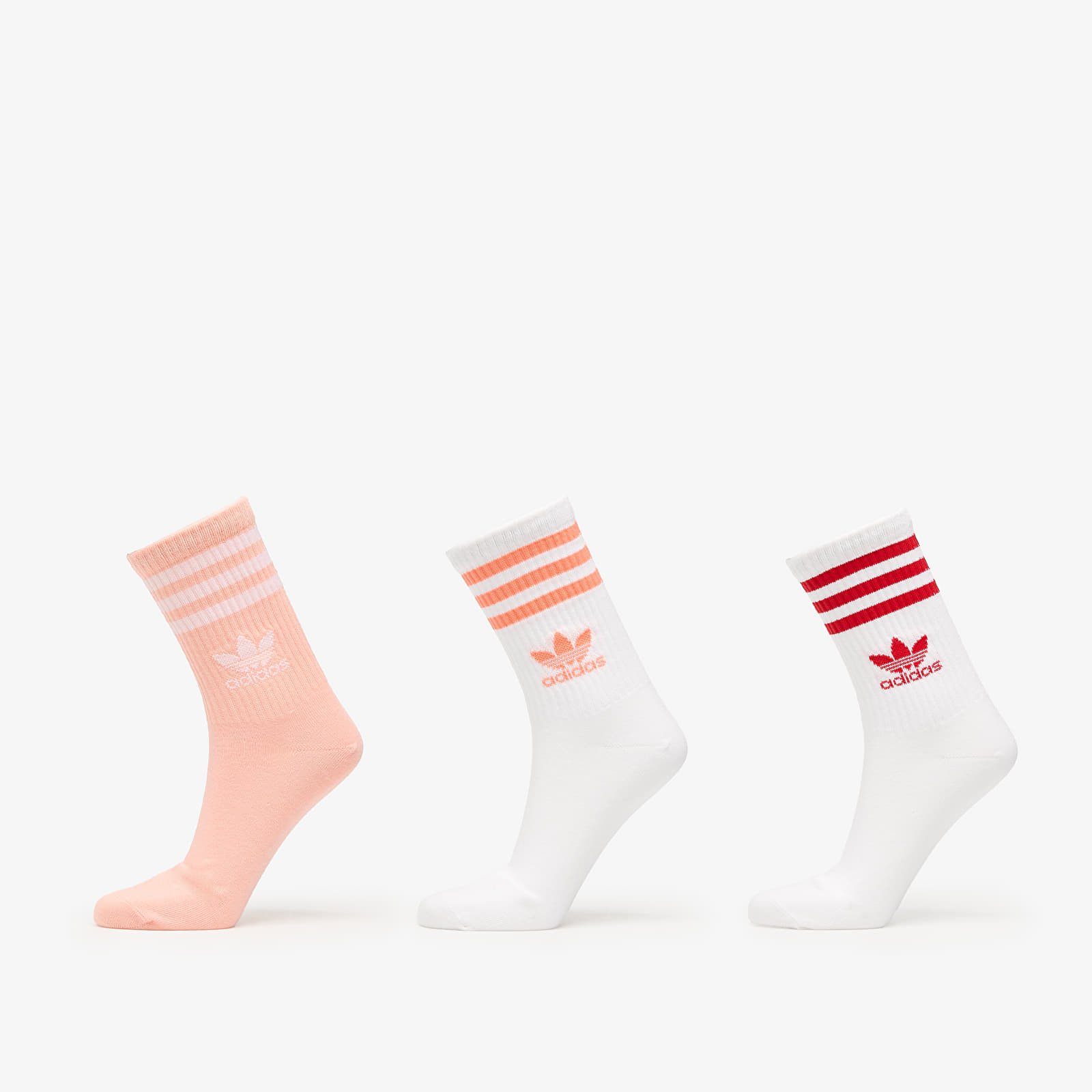 Zoknik adidas 3 Stripes Crew Sock 3-Pack White/ Glow Pink/ White