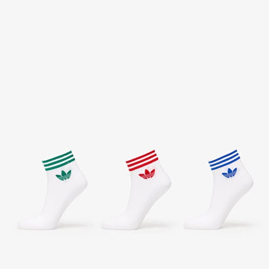 Ponožky adidas Island Club Trefoil Ankle Socks 3-Pack White/ Better Scarlet/ Blue/ Green