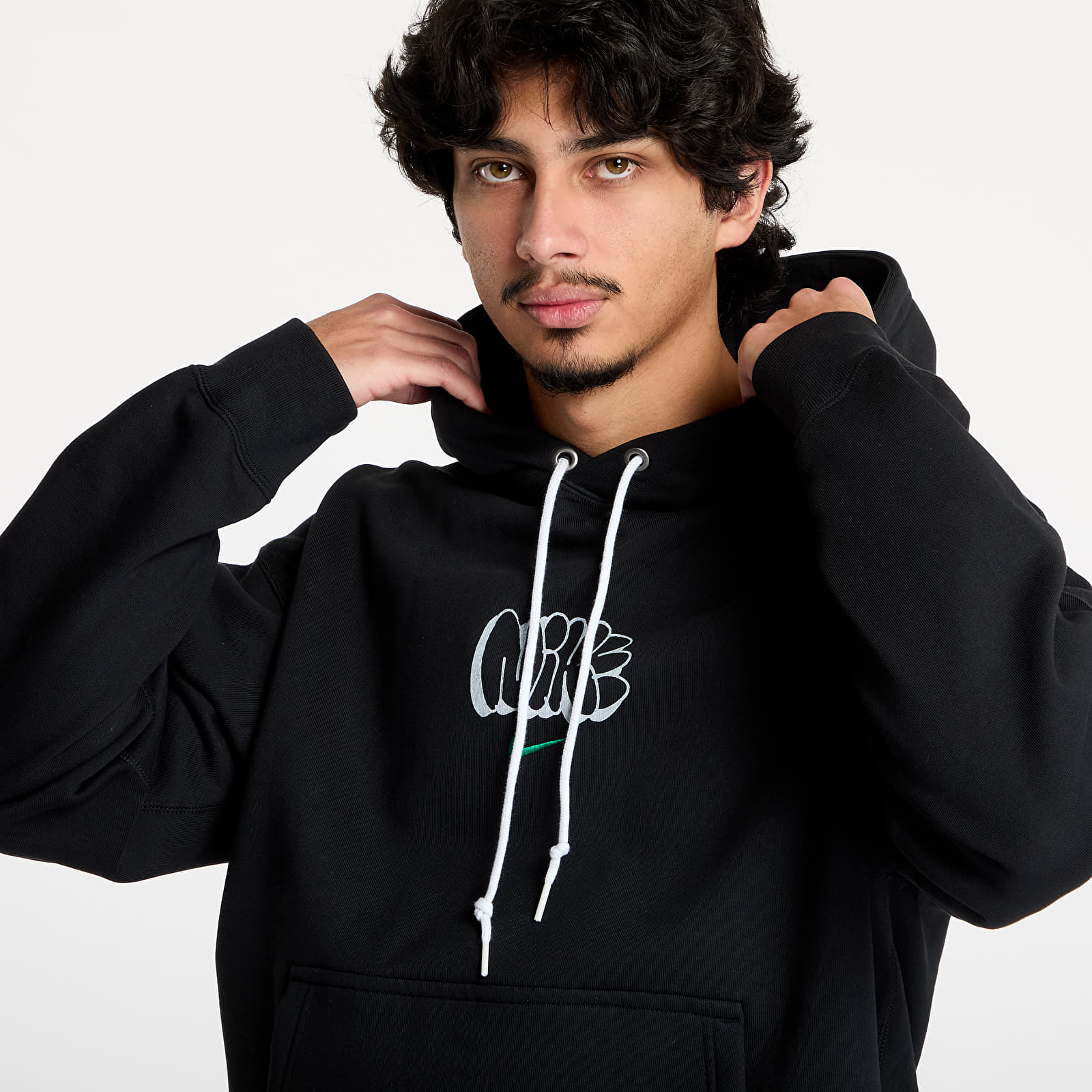 Hættetrøjer og sweatshirts Nike Solo Swoosh Men's Fleece Hoodie Black/ Malachite