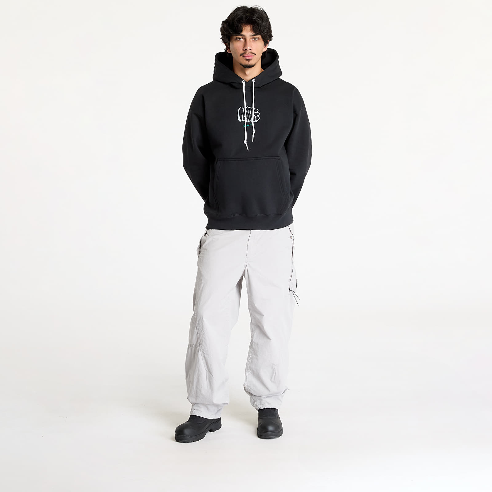 Hættetrøjer og sweatshirts Nike Solo Swoosh Men's Fleece Hoodie Black/ Malachite