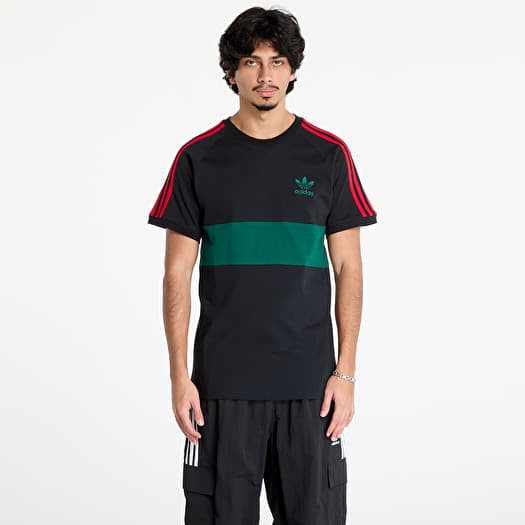 Tričko adidas 3 Stripes Panel T-Shirt Black/ Core Green