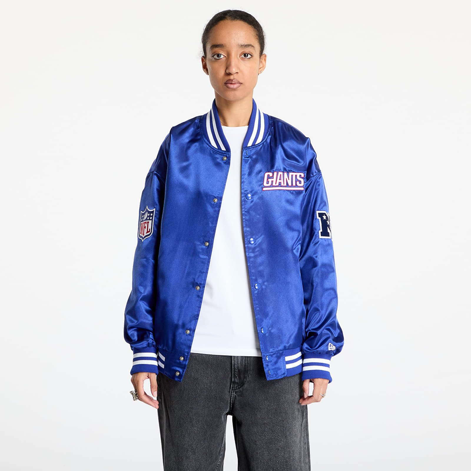 Bomber Jackets New Era New York Giants NFL Satin Bomber Jacket UNISEX Calming Blue/ White