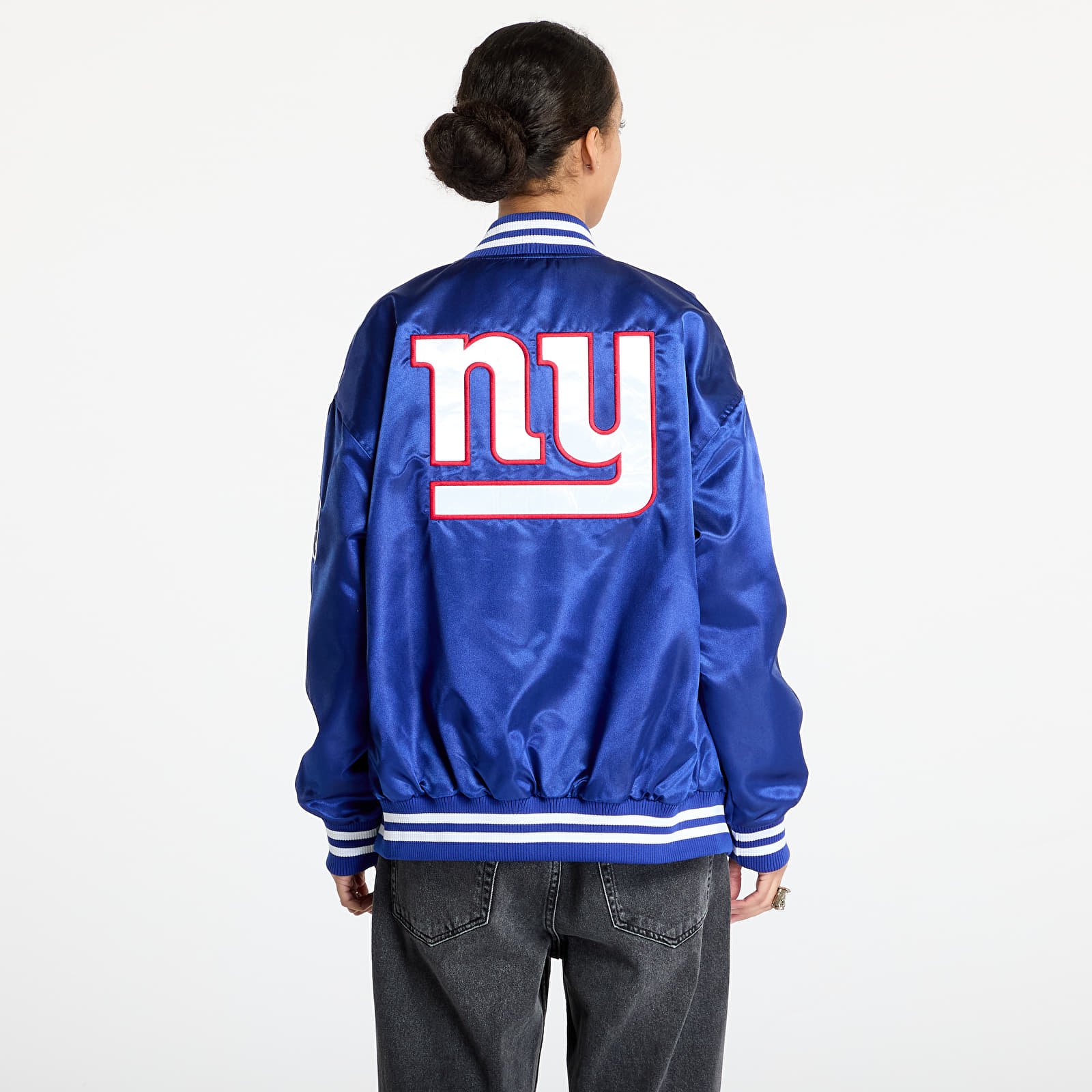 Bombers New Era New York Giants NFL Satin Bomber Jacket UNISEX Calming Blue/ White