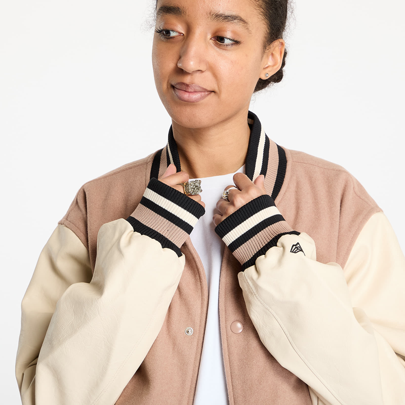 Bombery New Era Brooklyn Nets NBA Lifestyle Beige Varsity Jacket UNISEX Beige