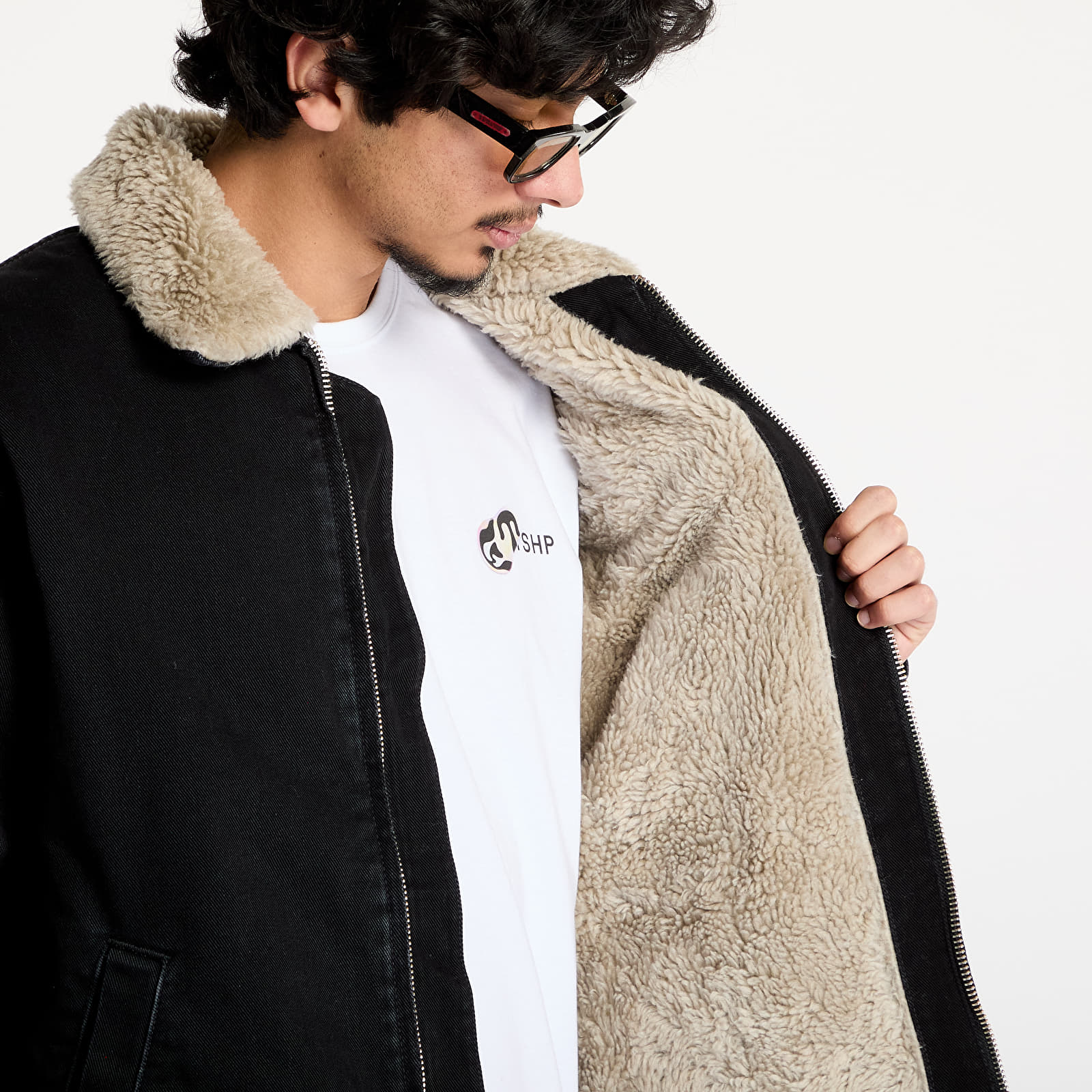 Kurtki męskie Carhartt WIP Herald Jacket UNISEX Black/ Wall Stone Washed