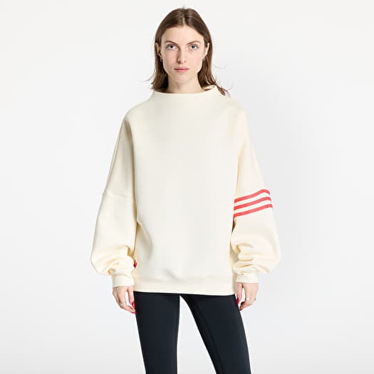 adidas Neuclassics Oversized Mock Neck Sweatshirt Cream White/ Real Coral