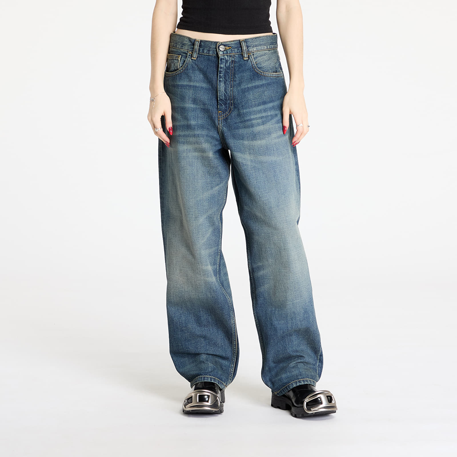 Jeansy Carhartt WIP W' Brandon Pant Blue Worn Used Wash