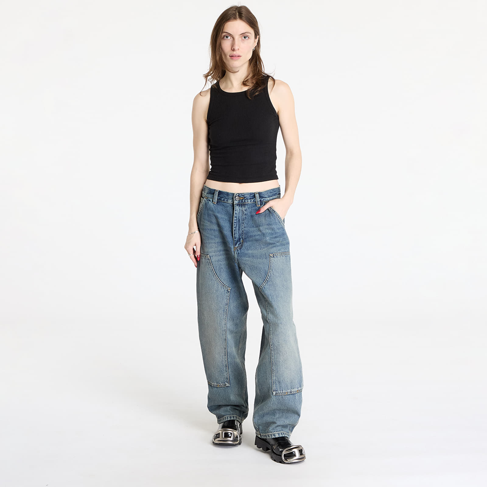 Дънки Carhartt WIP W' Brandon Double Knee Pant Blue Worn Used Wash