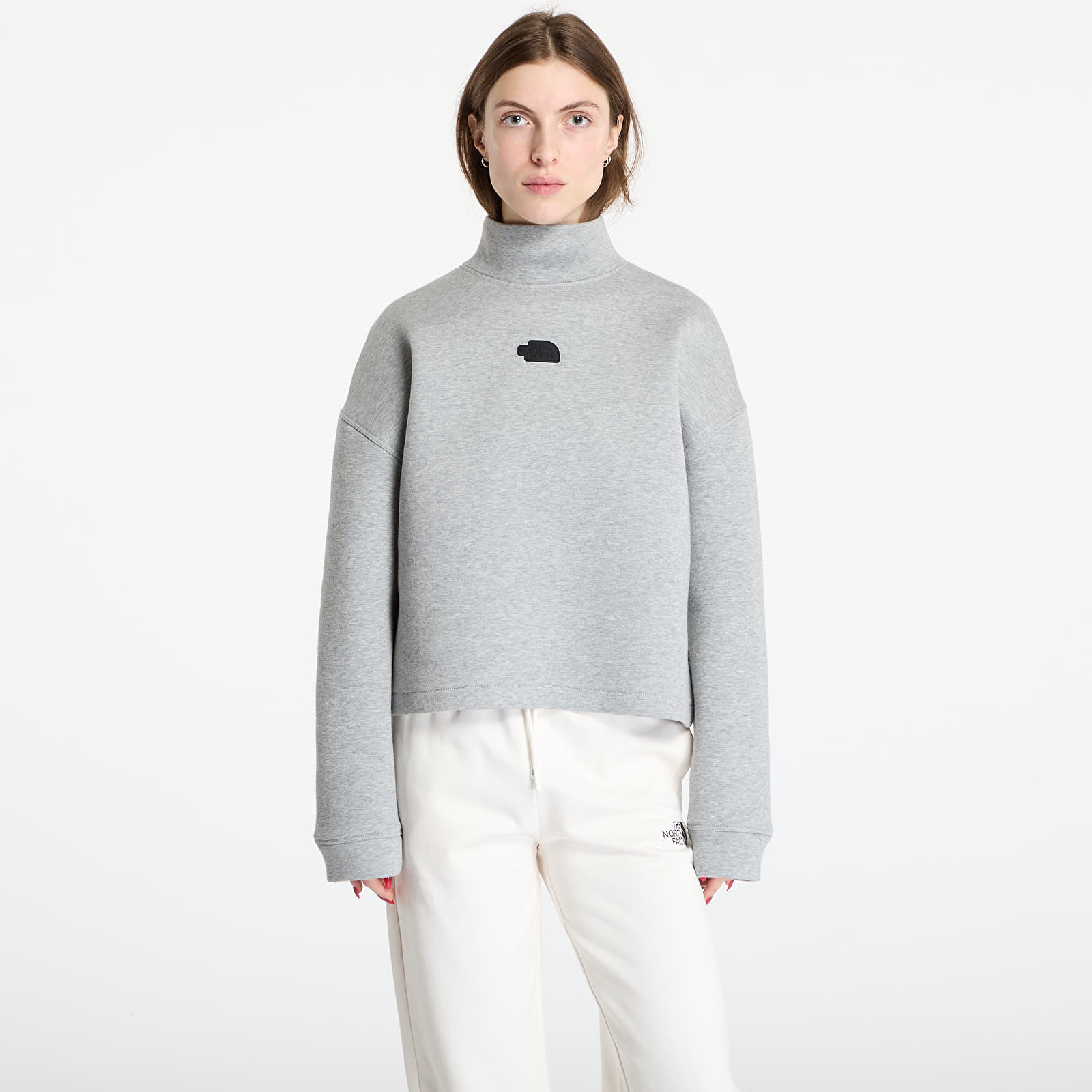 Women's hoodies The North Face Mock Neck Relaxed Sweater Metalic Silver