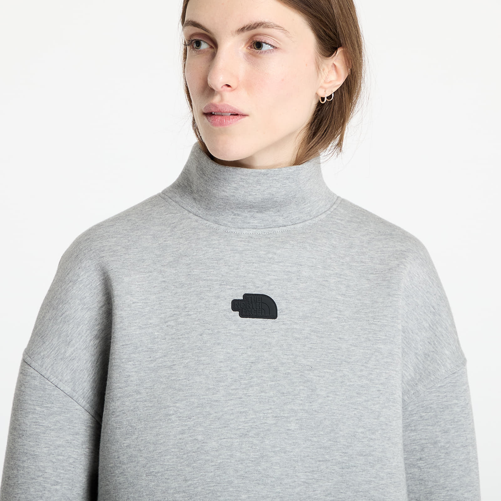 Women's hoodies The North Face Mock Neck Relaxed Sweater Metalic Silver
