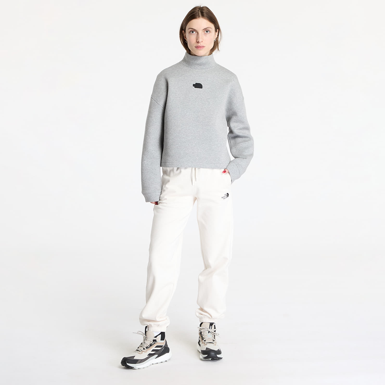 Women's hoodies The North Face Mock Neck Relaxed Sweater Metalic Silver