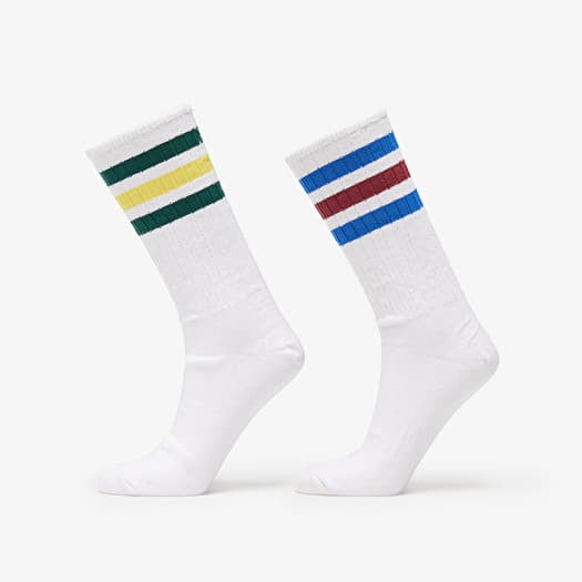 Ponožky adidas 3 Stripes Ribbed Crew Socks 2-Pack White/ Multicolor