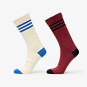 adidas 3 Stripes Textured Crew Socks 2-Pack Cream White/ Preloved Ruby