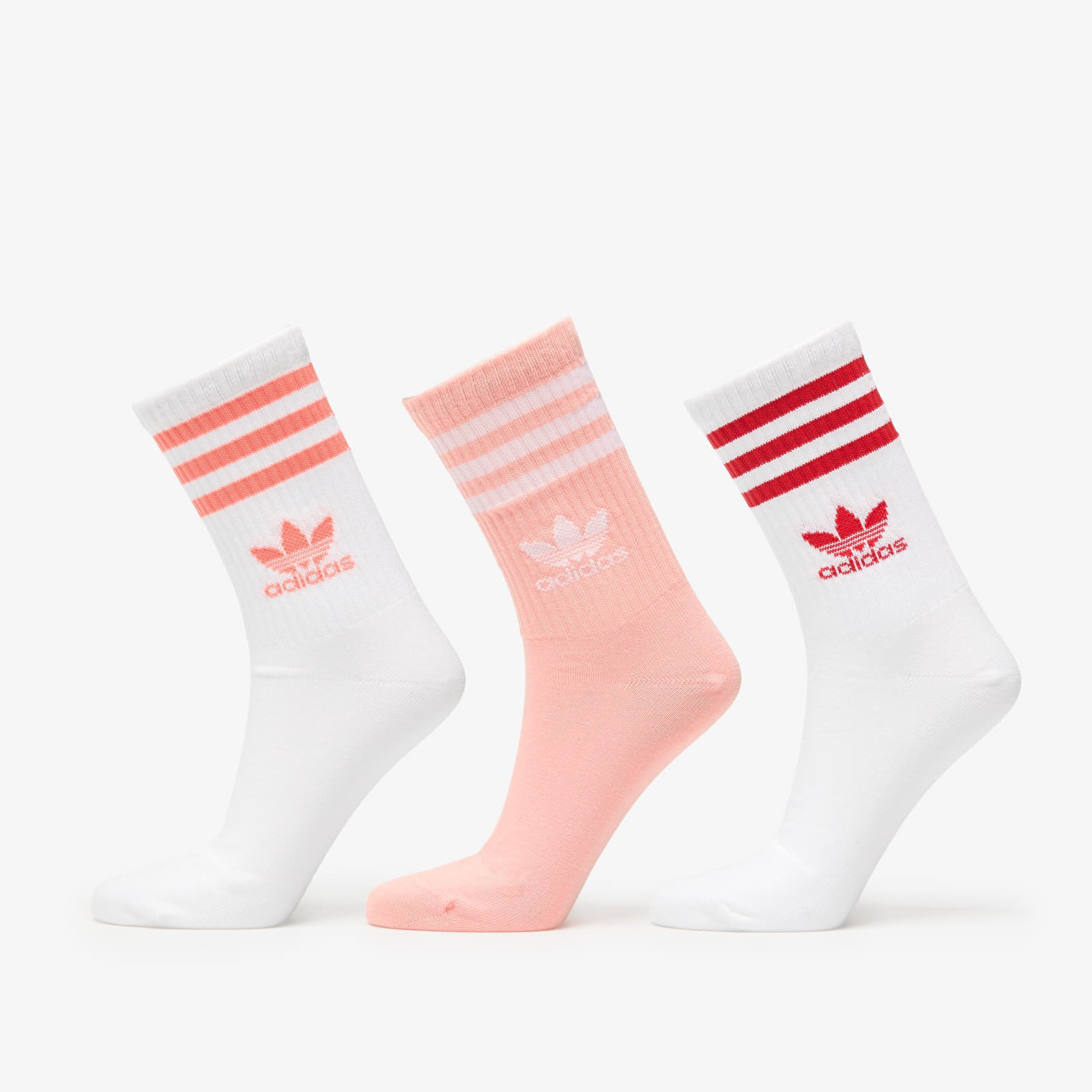 Ponožky adidas 3 Stripes Crew Sock 3-Pack White/ Glow Pink/ White