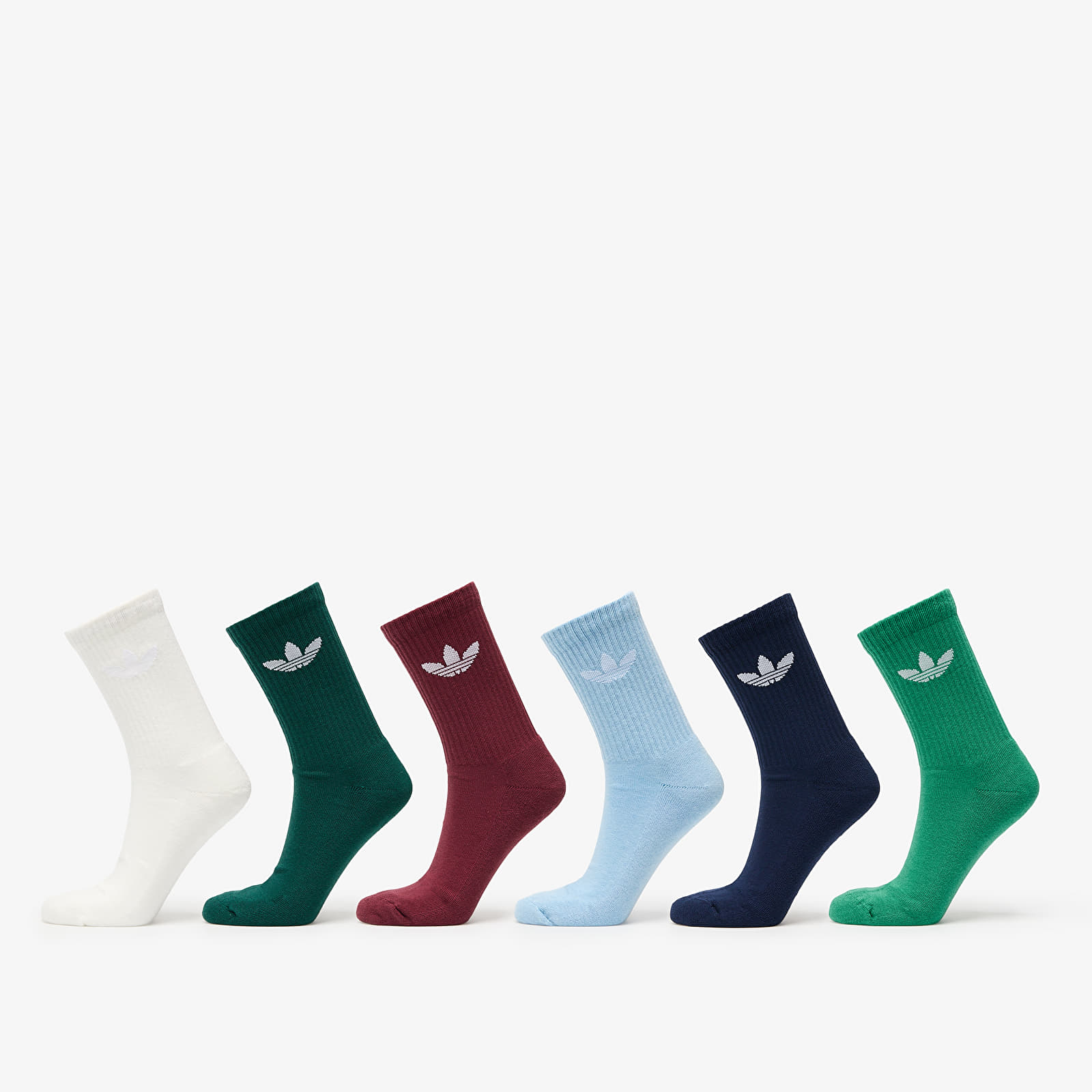 Socken adidas Trefoil Crew Sock Cushion 6-Pack Off White/ Semi Court Green/ Collegiate Green