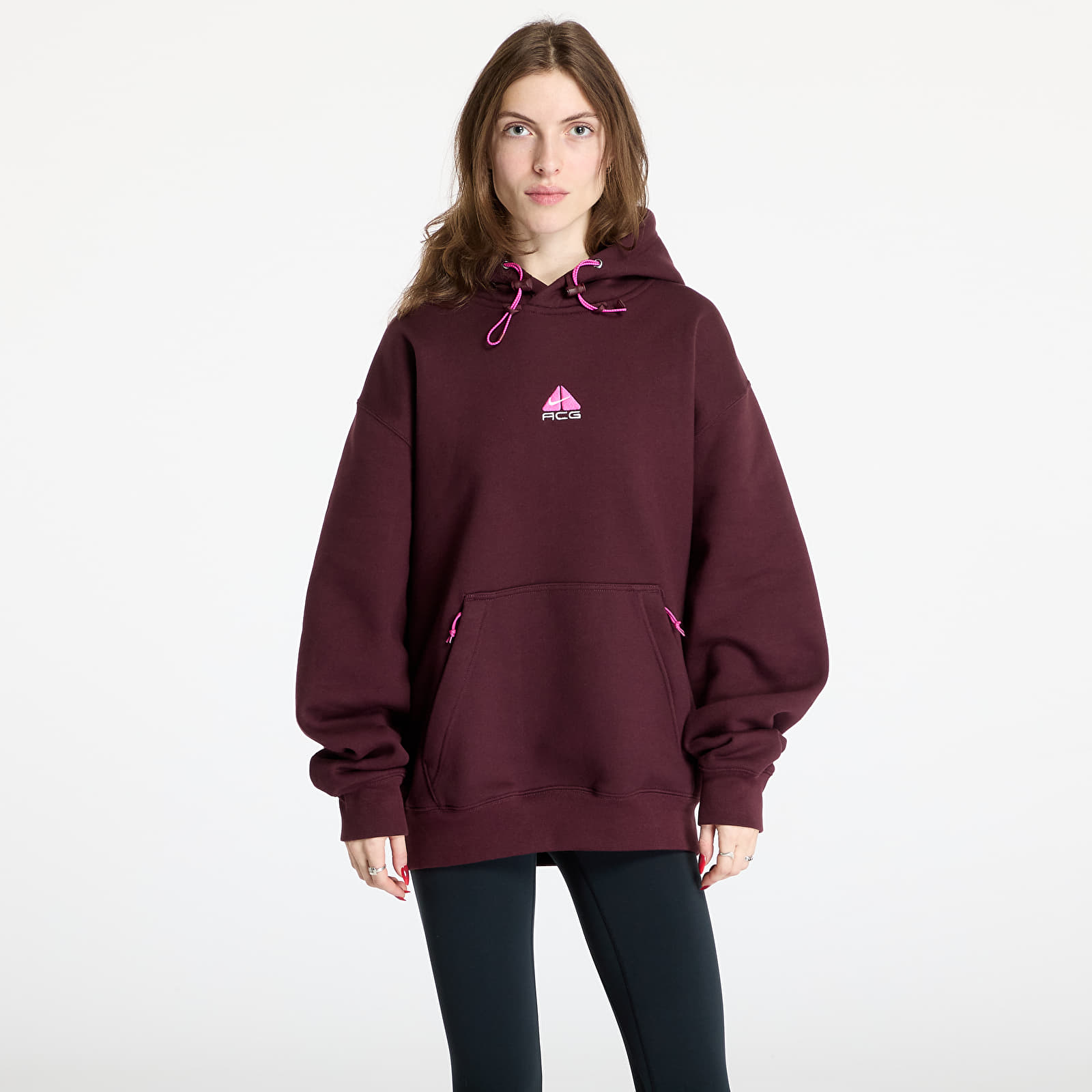 Mikiny Nike ACG Therma-FIT Fleece Pullover Hoodie UNISEX Burgundy Crush/ Summit White