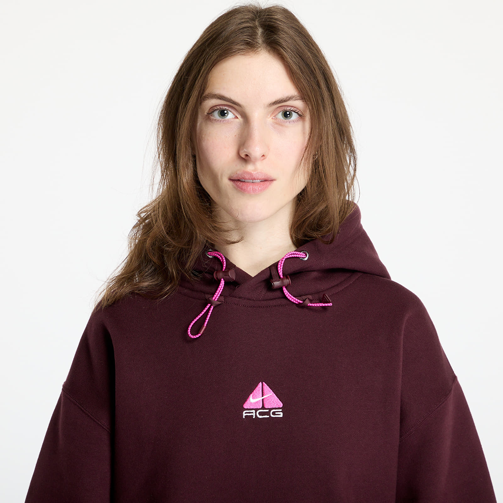 Mikiny Nike ACG Therma-FIT Fleece Pullover Hoodie UNISEX Burgundy Crush/ Summit White
