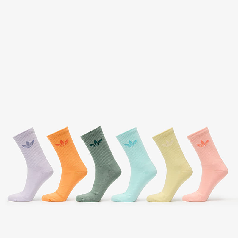Socken adidas Trefoil Crew Cushion Socks 6-Pack Silver Green/ Glow Pink/ Powder Yellow