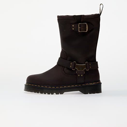 Dr. Martens Anistone Hi Dark Brown Burnished Waxy Pull Up