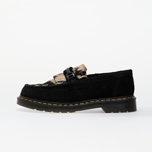 Dr. Martens Adrian Snaffle Black Long Napped Suede & Black/Beige Contrast Hair On